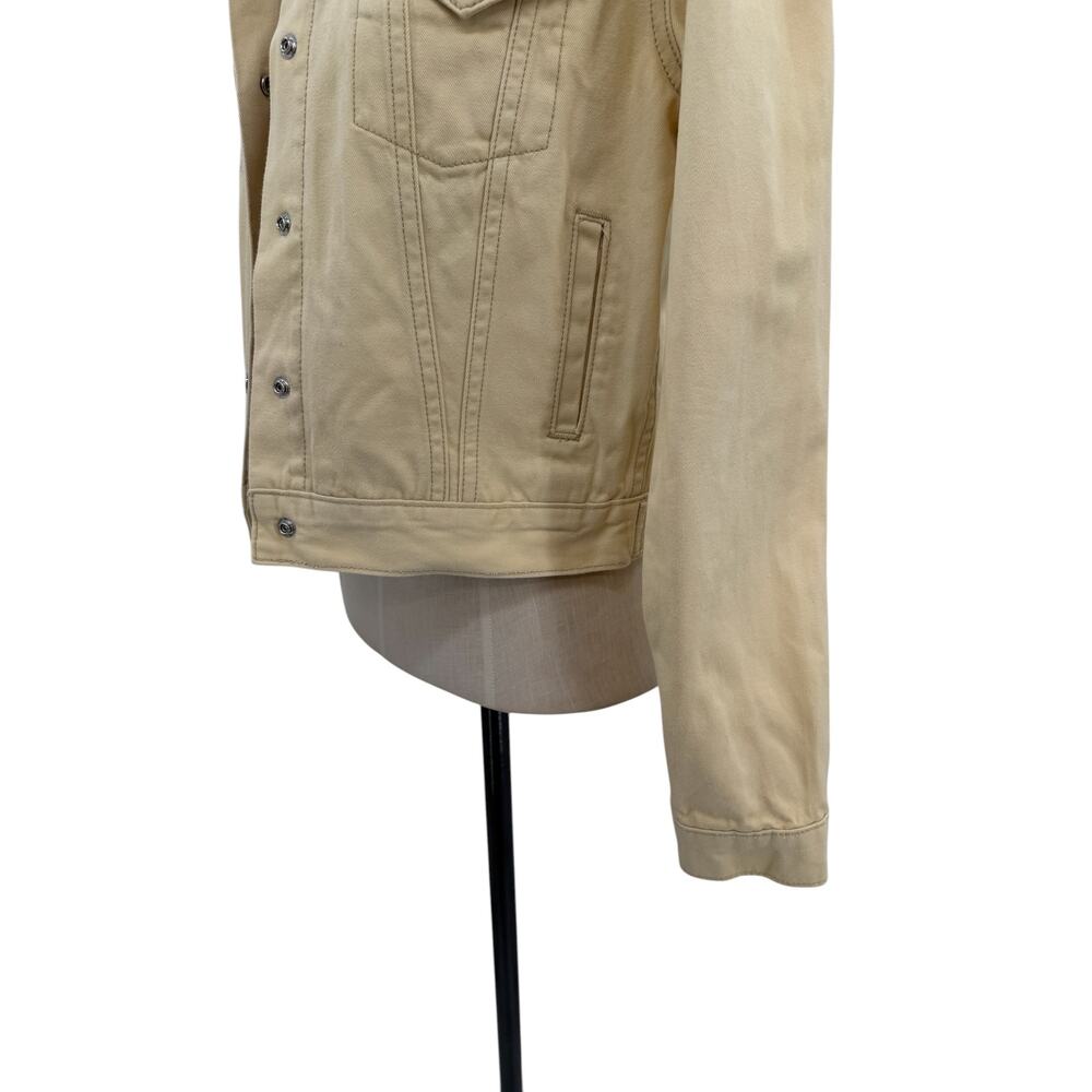The Mighty Company Yellow Denim Jacket Snap Front Cotton Trucker Womens Medium - Picture 6 of 13